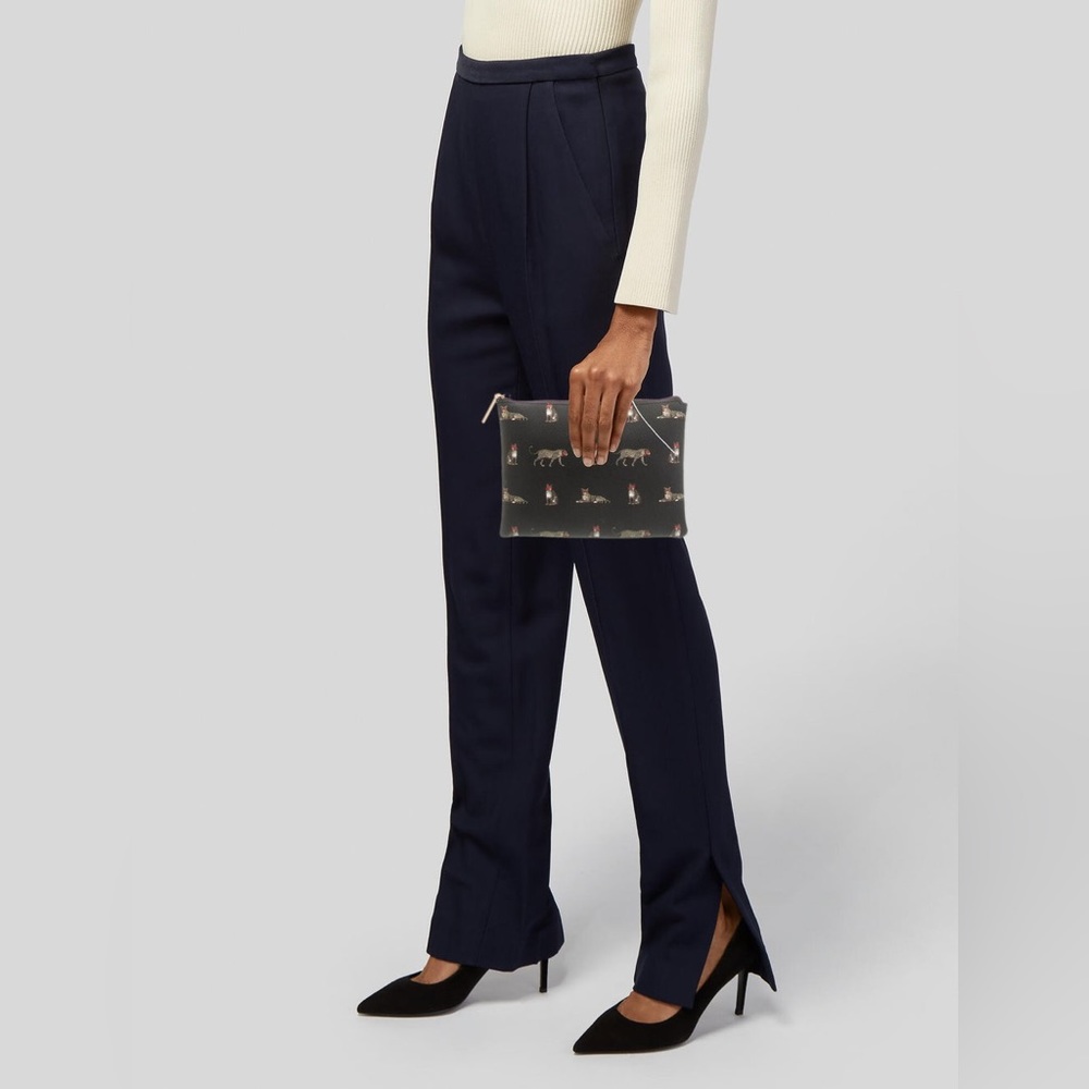 FLYNN Leopard Print Leather Clutch